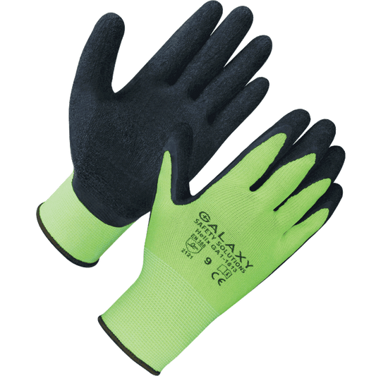 Hi-Vis Green and Black Crinkle Latex Work Gloves