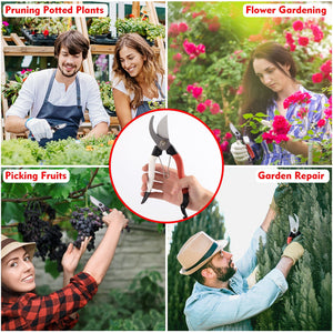 8" Professional Secateurs Gardening Pruning Shears – Heavy Duty Carbon Steel Blades for Deadheading, Trimming, and Plant Care