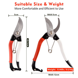 8" Professional Secateurs Gardening Pruning Shears – Heavy Duty Carbon Steel Blades for Deadheading, Trimming, and Plant Care