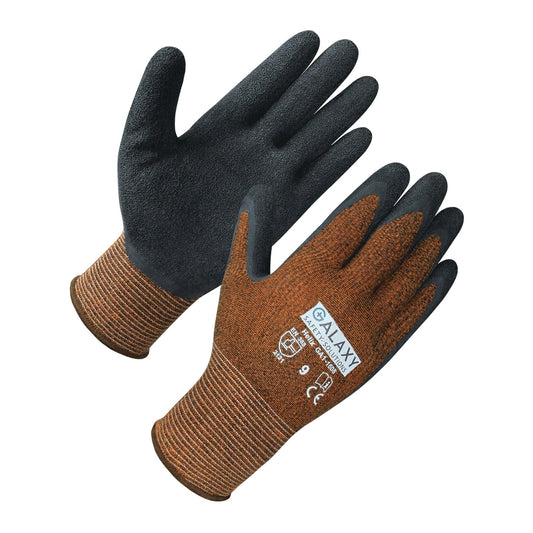 Black Crinkle Latex Work Gloves, Strong Grip, Breathable Cotton Spandex Liner, Abrasion Resistant, Ideal for Construction, DIY, Landscaping