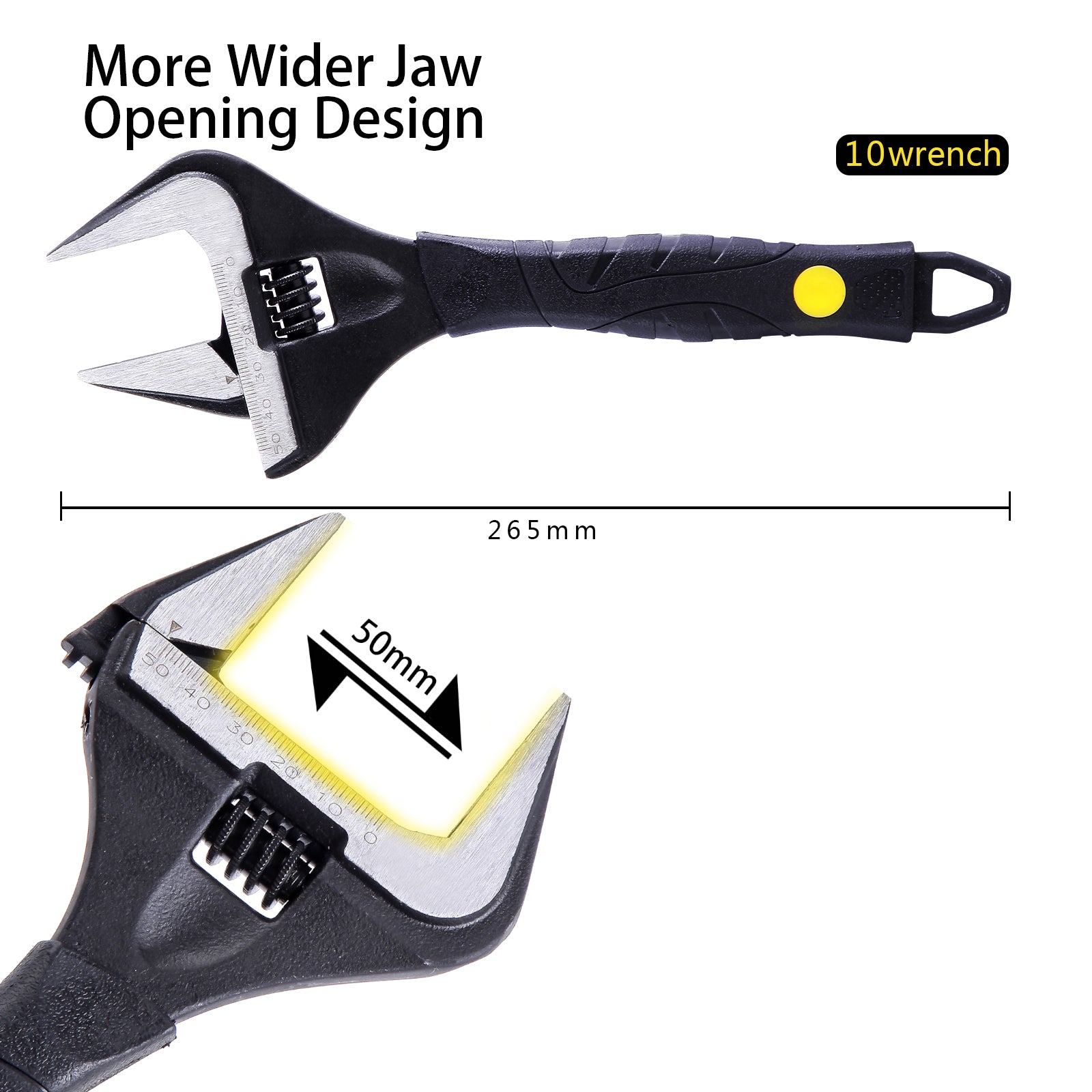 Sharp-tec Adjustable Wrench, Chrome Vanadium Steel, Anti-Rust, Ergonomic Handle, 6-12 Inch, Wide Jaw Capacity, Precision Scale