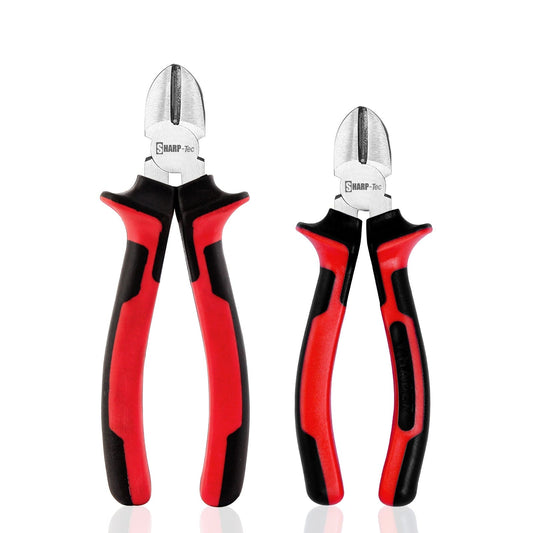 Sharp-Tec Diagonal Side Cutting Pliers, Forged Steel, Nickel Finish, Anti-Slip Handle, 6-Inch, Durable Wire Cutter for Electrical & Metal Work