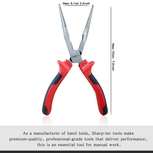 Needle Nose Pliers 160mm, 200mm, Precision Long Nose Pliers, Soft Grip Handles, Carbon Steel, Non-Slip, for Electronics, Wire, Hobby, Craft
