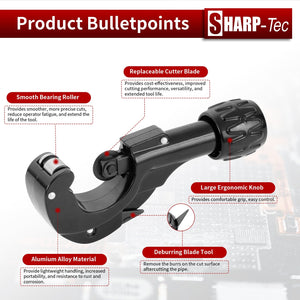 Sharp-tec 3-35mm Pipe Cutter, Adjustable Tube Cutter with Aluminum Alloy Body, Copper Pipe Cutting Tool for Plumbing with Blade for deburring