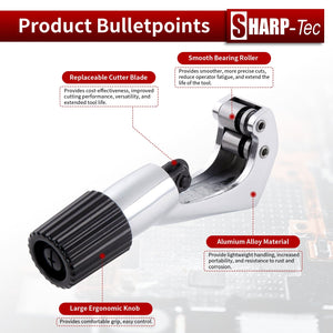 Sharp-tec 4-28mm Pipe Cutter, Adjustable Tube Cutter with Aluminum Alloy Body, Pipe Cutting Tool for Copper, Brass, PVC, Aluminum