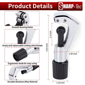 Sharp-tec 4-28mm Pipe Cutter, Adjustable Tube Cutter with Aluminum Alloy Body, Pipe Cutting Tool for Copper, Brass, PVC, Aluminum