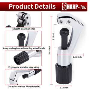 Sharp-tec 4-28mm Pipe Cutter, Adjustable Tube Cutter with Aluminum Alloy Body, Pipe Cutting Tool for Copper, Brass, PVC, Aluminum