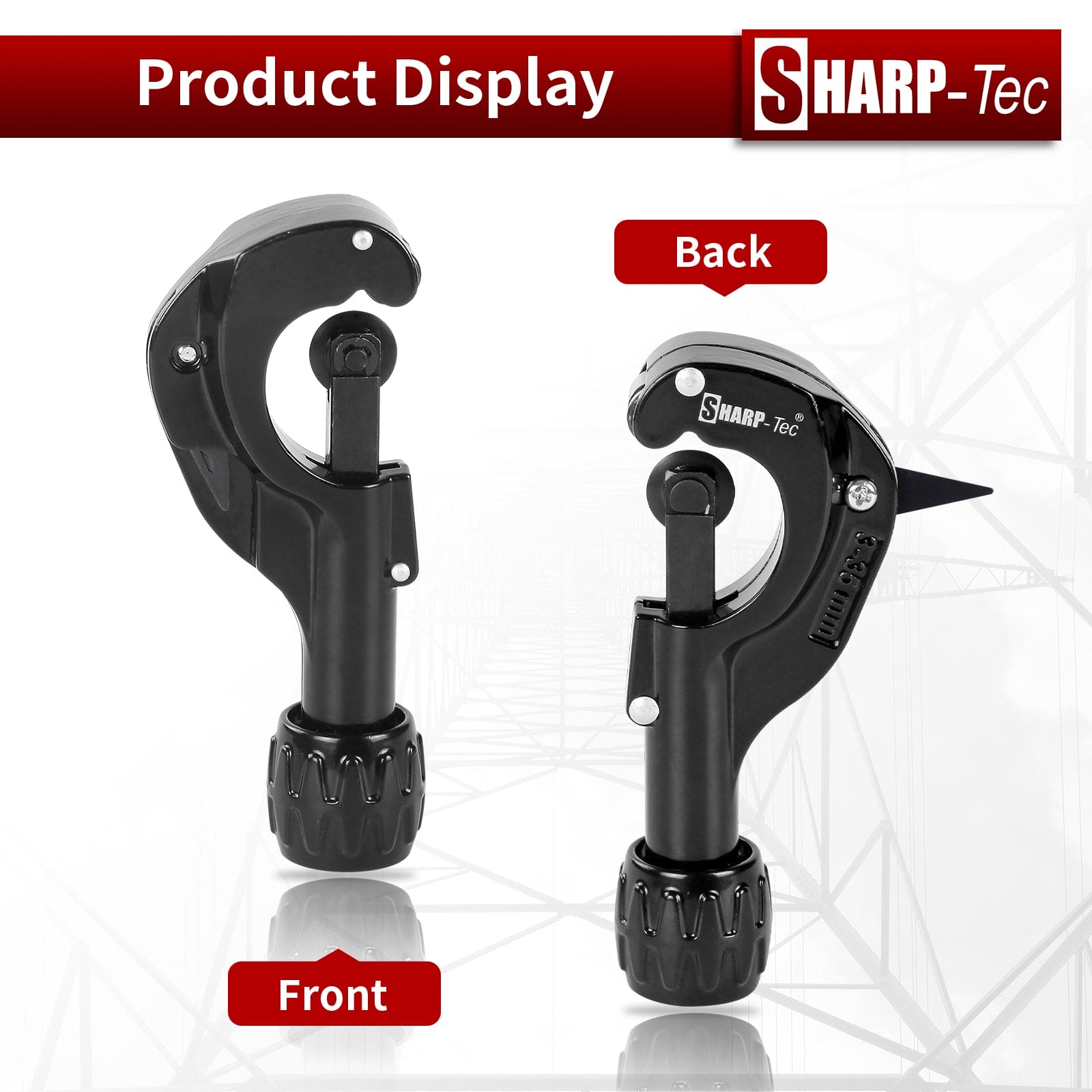 Sharp-tec 3-35mm Pipe Cutter, Adjustable Tube Cutter with Aluminum Alloy Body, Copper Pipe Cutting Tool for Plumbing with Blade for deburring