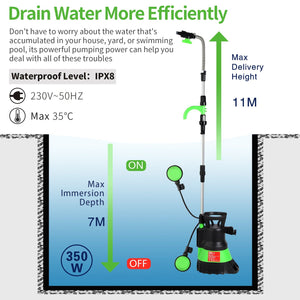 Sharp-tec 350W Submersible Water Pump 5200L/H