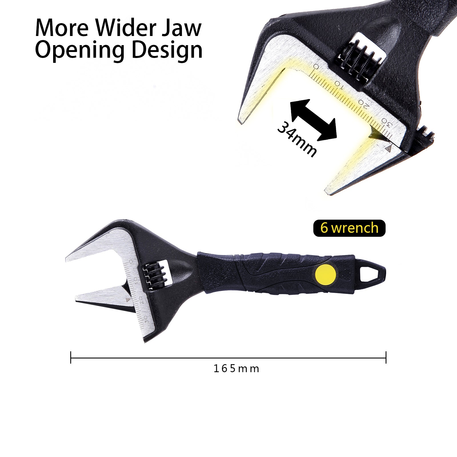 Sharp-tec Adjustable Wrench, Chrome Vanadium Steel, Anti-Rust, Ergonomic Handle, 6-12 Inch, Wide Jaw Capacity, Precision Scale