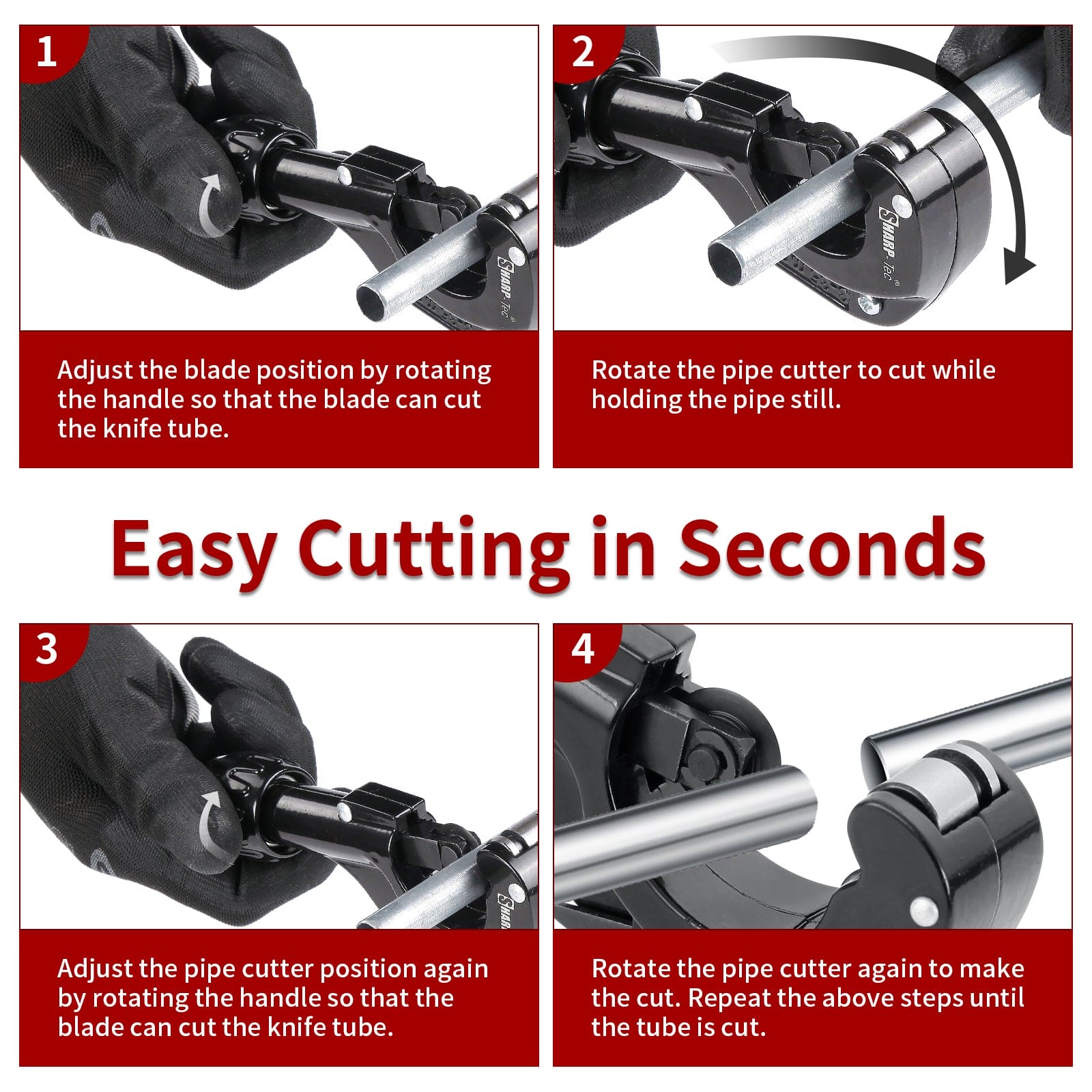 Sharp-tec 3-35mm Pipe Cutter, Adjustable Tube Cutter with Aluminum Alloy Body, Copper Pipe Cutting Tool for Plumbing with Blade for deburring