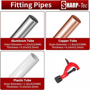 Sharp-tec 3-32mm Pipe Cutter, Adjustable Tube Cutter with Aluminum Alloy Body, Copper Pipe Cutting Tool for Plumbing with Blade for deburring
