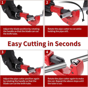 Sharp-tec 3-32mm Pipe Cutter, Adjustable Tube Cutter with Aluminum Alloy Body, Copper Pipe Cutting Tool for Plumbing with Blade for deburring