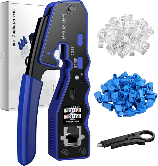 RJ45 Pass Through Crimping Tool Connectors LAN Cat 5 5e 6 6a UK