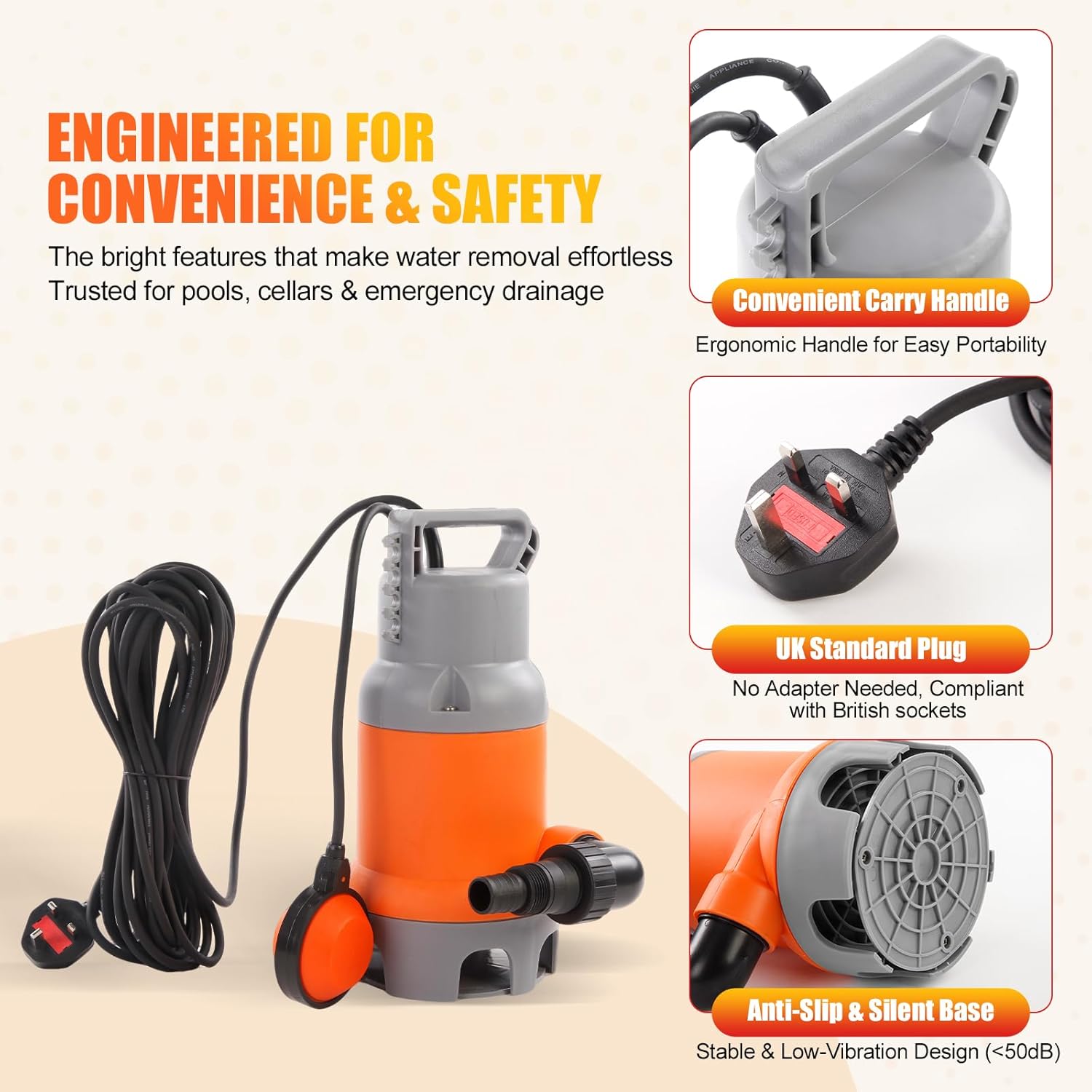 Sharp-tec 900W Submersible Water Pump 14000L/H