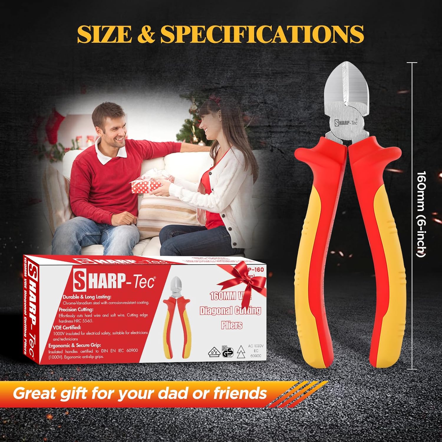 Sharp-Tec VDE Electrical Diagonal Side Cutting Pliers