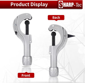 Sharp-tec 5-50mm Pipe Cutter, Adjustable Tube Cutter with Aluminum Alloy Body, Heavy-Duty Pipe Cutting Tool with Blade for deburring for Copper, Brass, PVC, Aluminum