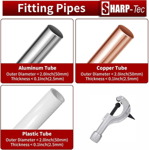 Sharp-tec 5-50mm Pipe Cutter, Adjustable Tube Cutter with Aluminum Alloy Body, Heavy-Duty Pipe Cutting Tool with Blade for deburring for Copper, Brass, PVC, Aluminum