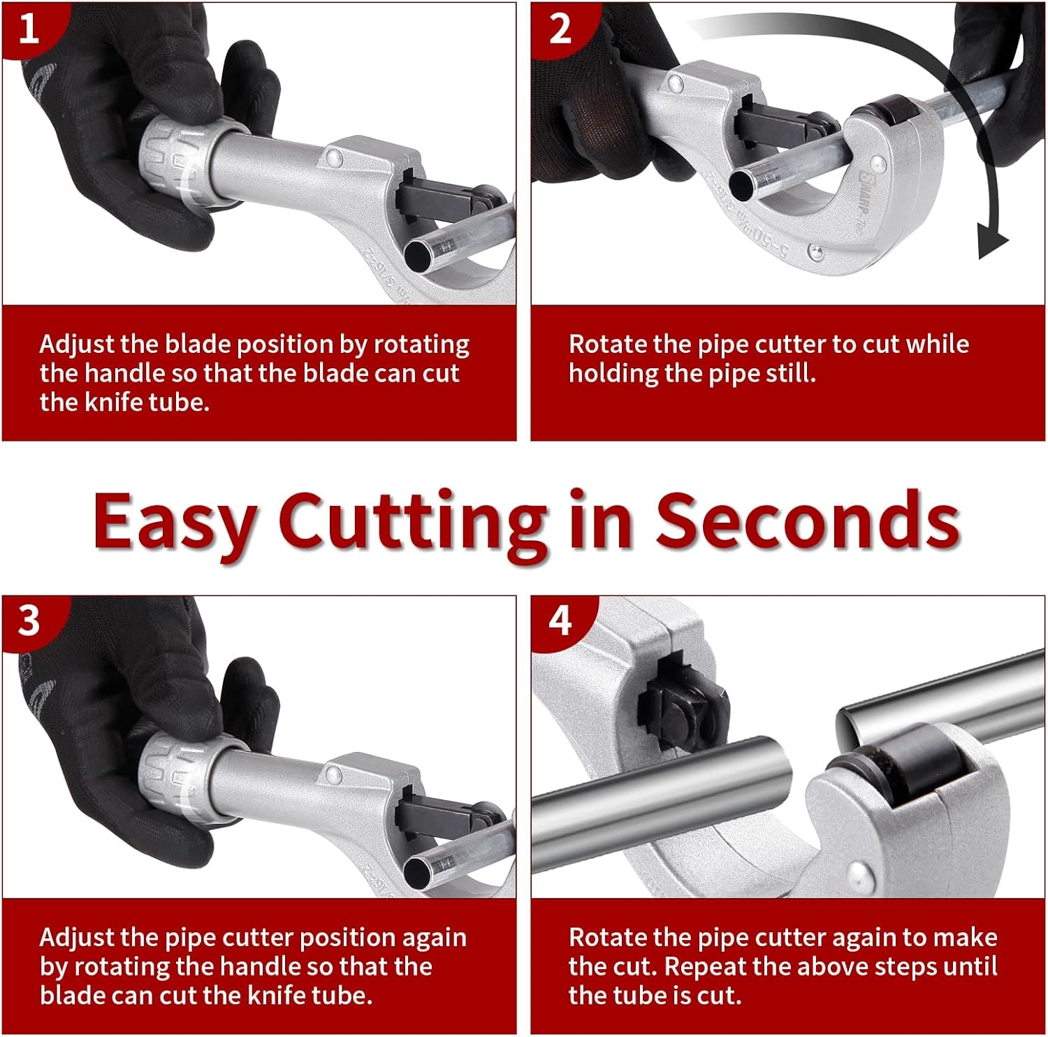Sharp-tec 5-50mm Pipe Cutter, Adjustable Tube Cutter with Aluminum Alloy Body, Heavy-Duty Pipe Cutting Tool with Blade for deburring for Copper, Brass, PVC, Aluminum