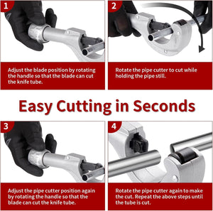 Sharp-tec 5-50mm Pipe Cutter, Adjustable Tube Cutter with Aluminum Alloy Body, Heavy-Duty Pipe Cutting Tool with Blade for deburring for Copper, Brass, PVC, Aluminum