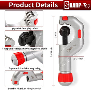 Sharp-Tec Rotary Isolator DC 32 Amp 4 Pole Switch IP67 Two Phase 6-Roller Adjustable Tube Cutter for Copper, PVC & Plastic Pipes, Replaceable Blade, Precision Clean Cuts