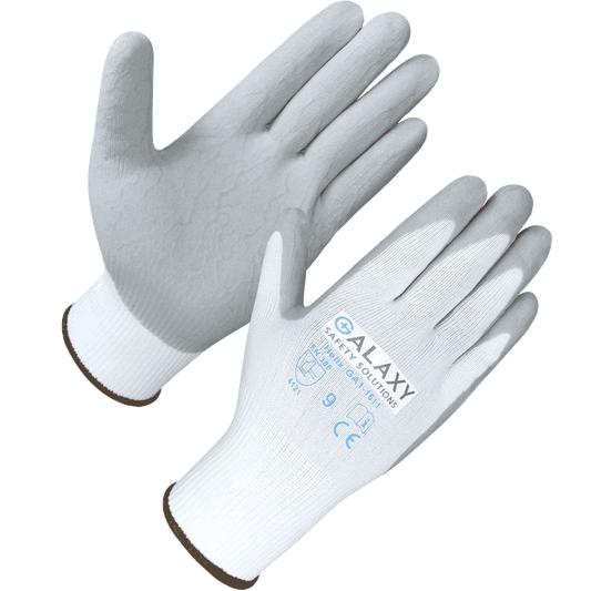 Anti-Slip Grey Nitrile Gloves, Strong Grip, Breathable 15 Gauge Nylon Liner, Ideal for Automotive, Assembly, Construction, Dry Conditions