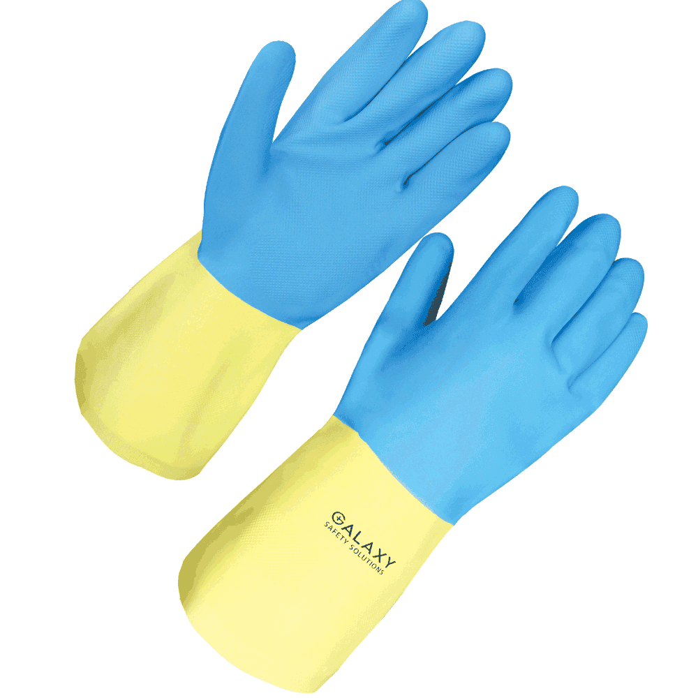 Blue and Yellow Janitorial Gauntlets