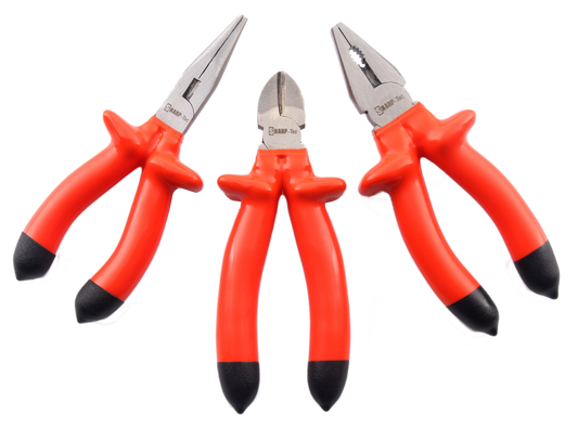 Sharp-Tec Insulated Cutting Pliers Set VDE Approved High Carbon Steel Anti-Slip Handle