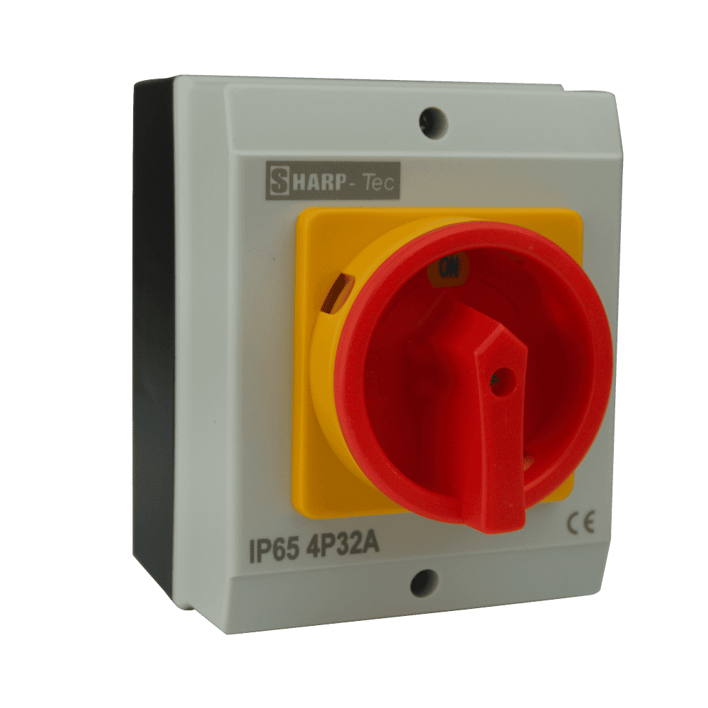 Sharp-Tec Rotary Isolator AC 32 Amp 4 Pole Three Phase + Zero Line IP66