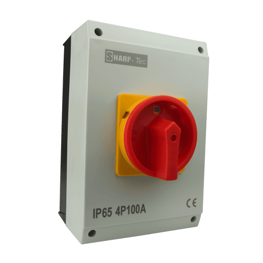 Sharp-Tec Rotary Isolator AC 100 Amp 4 Pole Three Phase + Zero Line IP66