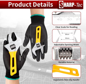 Sharp-Tec Mini Adjustable Spanner Set | Wide Jaw Opening Adjustable Wrench