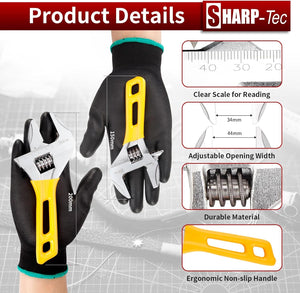 Sharp-Tec Mini Adjustable Spanner Set | Wide Jaw Opening Adjustable Wrench