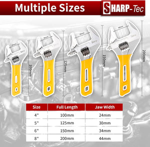 Sharp-Tec Mini Adjustable Spanner Set | Wide Jaw Opening Adjustable Wrench