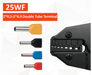 7PC Ratchet Crimping Tool Set | 5 Interchangeable Jaws | Insulated, Bare, Tube | Carry Case and Screwdriver