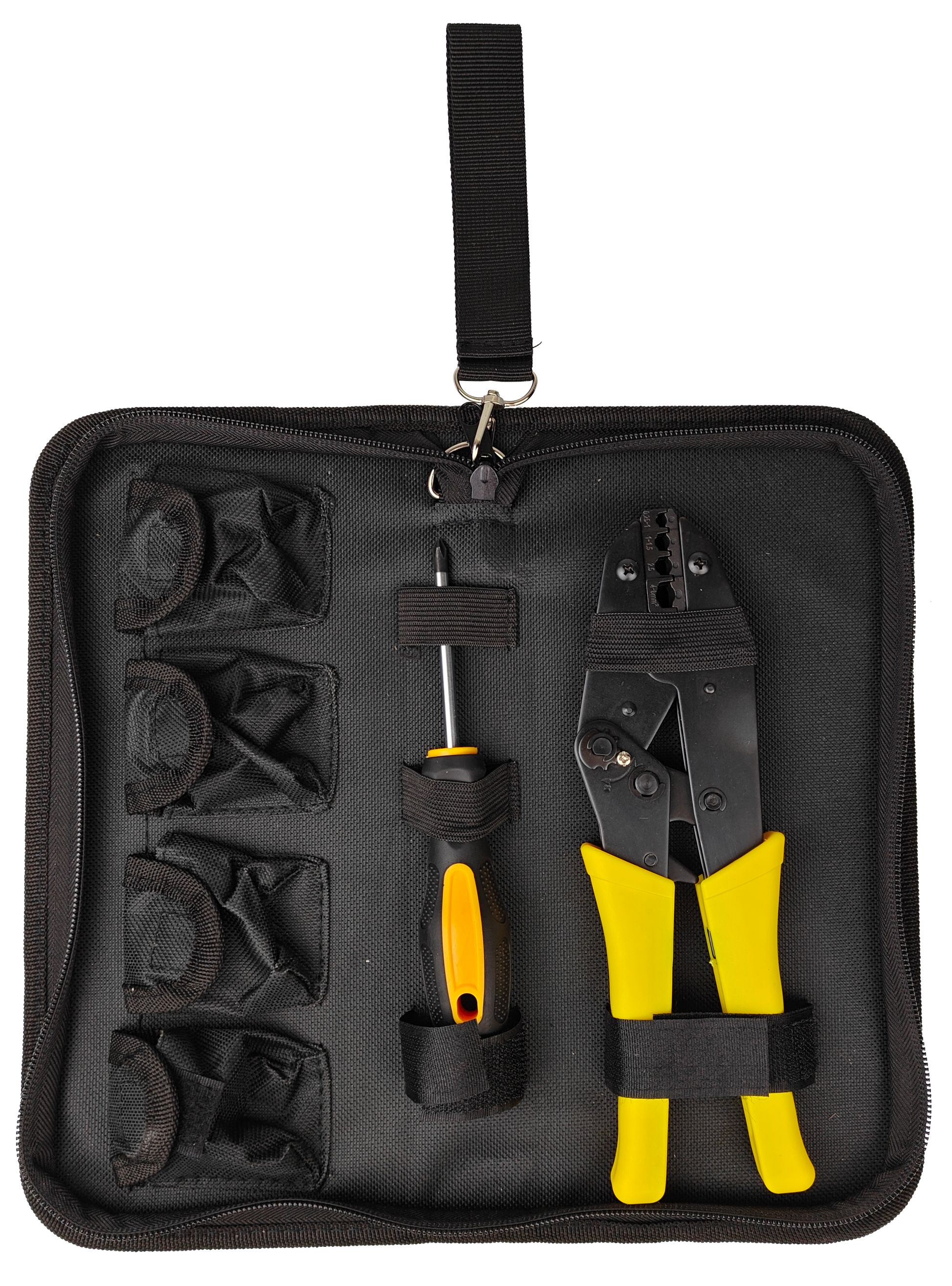 7PC Ratchet Crimping Tool Set | 5 Interchangeable Jaws | Insulated, Bare, Tube | Carry Case and Screwdriver