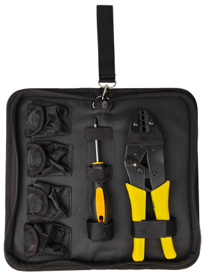 7PC Ratchet Crimping Tool Set | 5 Interchangeable Jaws | Insulated, Bare, Tube | Carry Case and Screwdriver