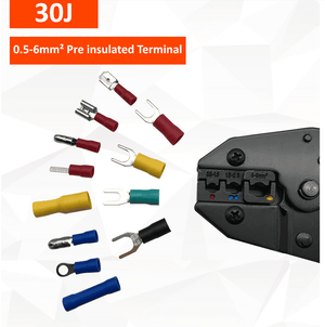 7PC Ratchet Crimping Tool Set | 5 Interchangeable Jaws | Insulated, Bare, Tube | Carry Case and Screwdriver