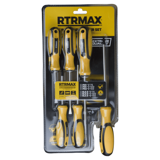 6Pcs Full Fit Screwdriver Set - Chrome Vanadium Steel with Dual Material Handle