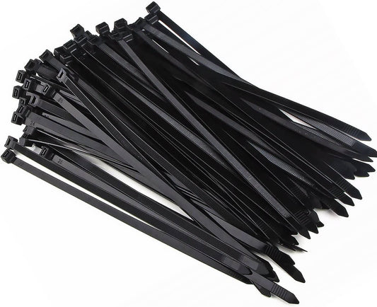 Sharp-Tec 100 Pack Cable Zip Ties 2.5 x 200mm Black PA66 Nylon – Heavy Duty Wire Management Ties