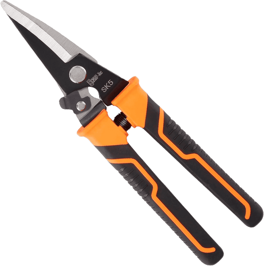 Sharp-Tec 8” Aviation Tin Snips – SK5 Steel, Serrated Edge, Ergonomic Grip, Safety Lock