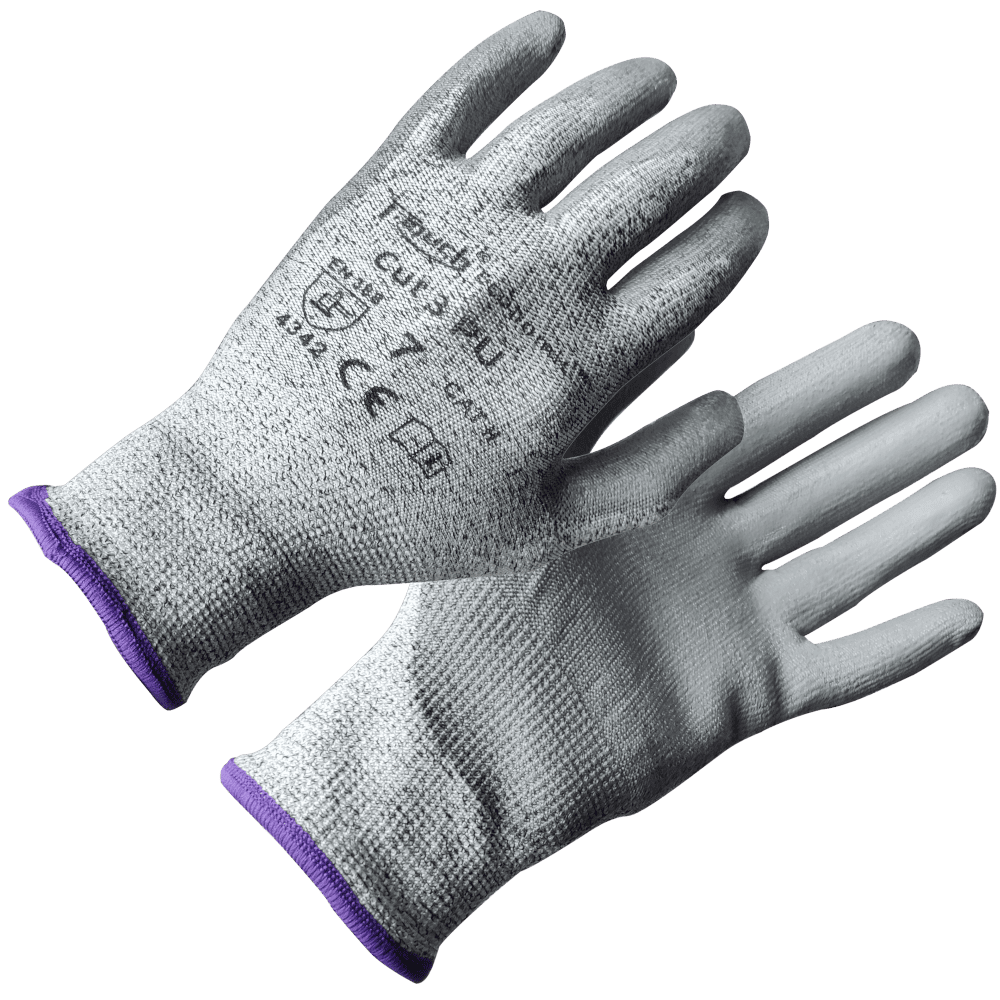Grey PU Coated Work Gloves