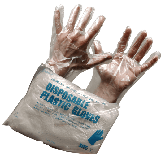 Disposable Plastic Gloves Clear PE, 200pcs, Latex-Free, Powder-Free, Protective Gloves for Skin Irritation and Food Handling