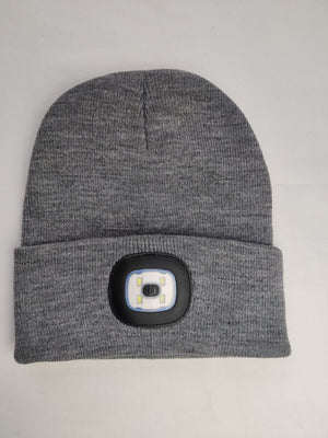 Adults Winter Hat with USB Rechargeable LED Headlamp – Knitted Beanie with 3 Brightness Settings for Running, Dog Walking, and Night Work