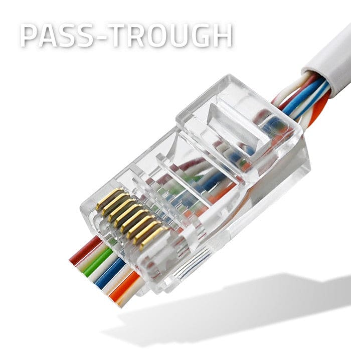 RJ45 Pass Through Crimping Tool Connectors LAN Cat 5 5e 6 6a UK