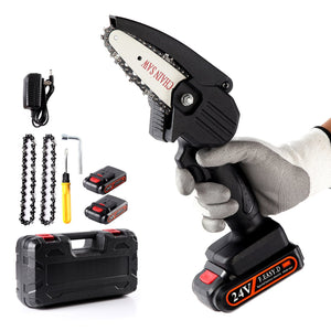 Sharp-Tec Mini Cordless Handheld 21V Chainsaw, Lightweight, One-Hand Use, High Efficiency, Accessories Included