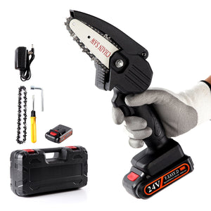 Sharp-Tec Mini Cordless Handheld 21V Chainsaw, Lightweight, One-Hand Use, High Efficiency, Accessories Included