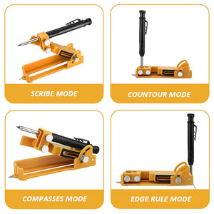 Adjustable Multi-Function Scribing Tool for Carpentry, Tiling, Flooring and Woodworking – Precision Profile Marker with Lockable Pencil Holder