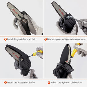 Sharp-Tec Mini Cordless Handheld 21V Chainsaw, Lightweight, One-Hand Use, High Efficiency, Accessories Included