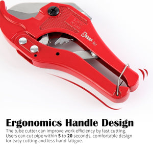 Sharp-Tec Heavy Duty 3-38mm PVC Pipe Cutter – Ratchet Action Plastic Tube Cutter for PVC, PPR, PEX, and Rubber Hose