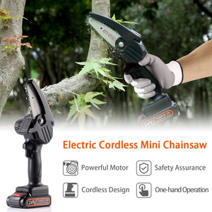 Sharp-Tec Mini Cordless Handheld 21V Chainsaw, Lightweight, One-Hand Use, High Efficiency, Accessories Included